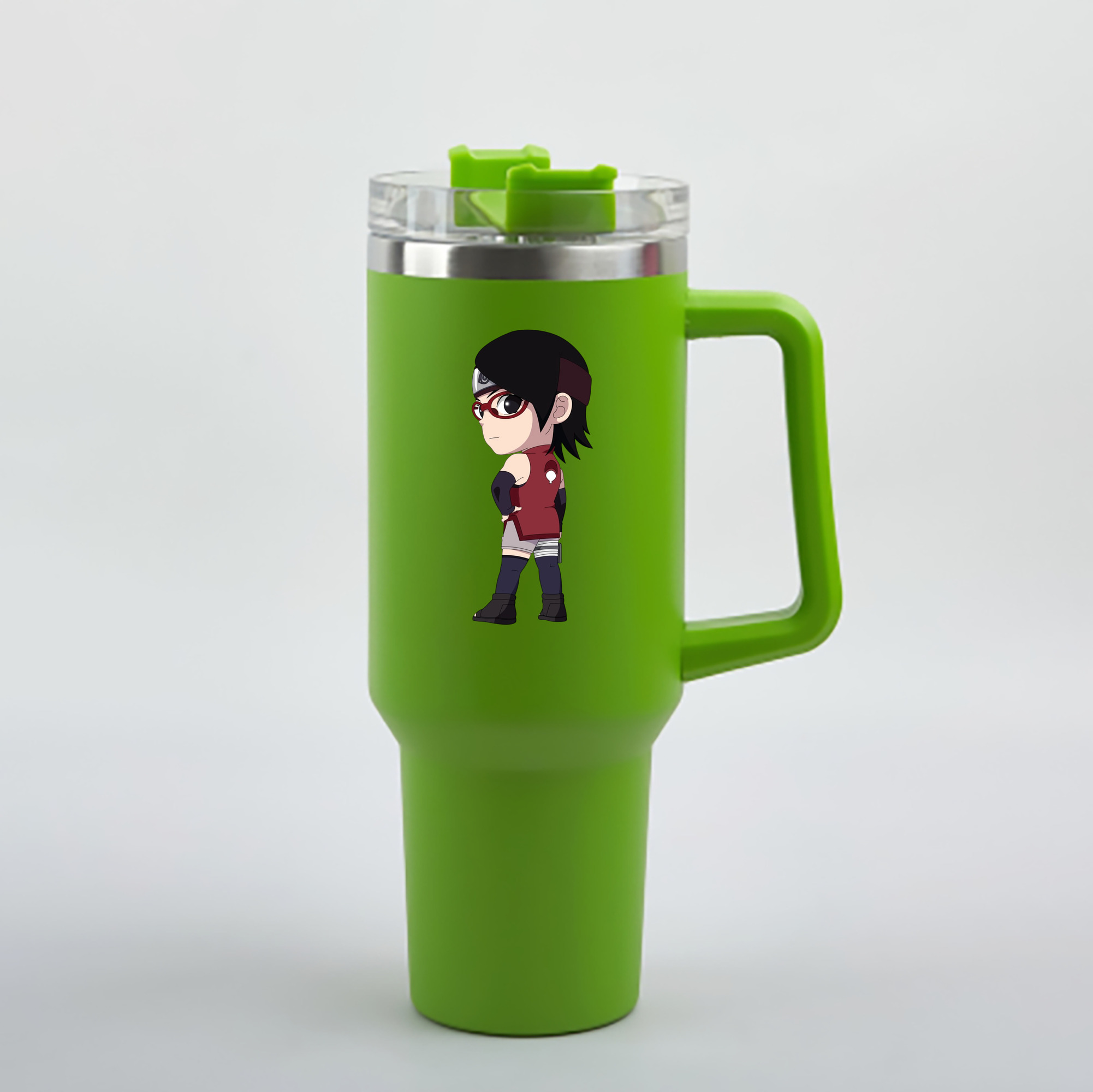 （画像用） NARUTO -ナルト- うちは サラダ Uchiha Sarada 1200mL車用タンブラー - クリスタルステッカー（プラスチックストロー付き）